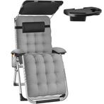 tectake Ligstoel Cloud II met zonnekap, opvouwbaar - lichtgr, Verzenden, Nieuw