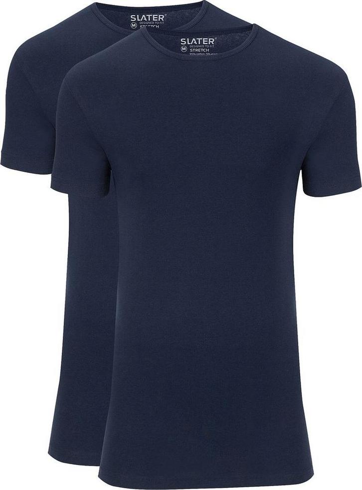 Slater 2-pack Stretch T-shirt Navy maat Maat 52/54 (L) Heren, Vêtements | Hommes, T-shirts, Envoi
