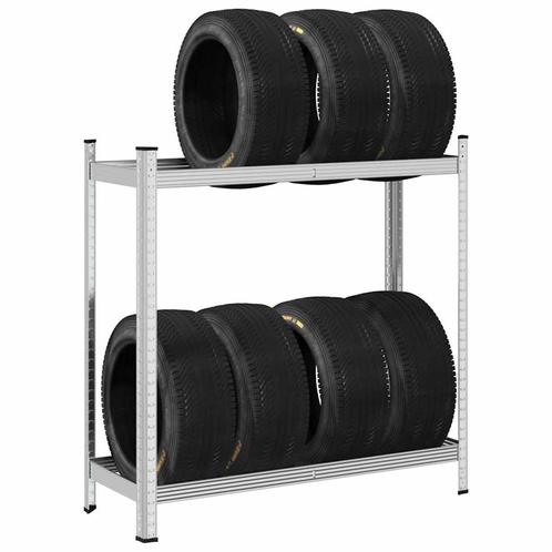 vidaXL Bandenrek 2-laags 110x40x109 cm staal zilverkleurig, Huis en Inrichting, Kasten | Stellingkasten, Nieuw, Verzenden