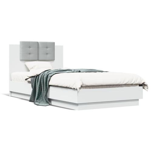 vidaXL Cadre de lit avec tête de lit blanc 90x190 cm, Huis en Inrichting, Slaapkamer | Bedden, Verzenden