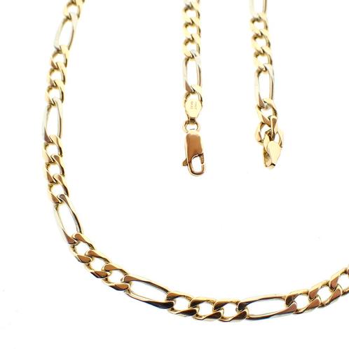 Bicolor gouden Figaro ketting; Heren | 53 cm, Handtassen en Accessoires, Kettingen, Overige kleuren, Gebruikt, Goud, Ophalen of Verzenden