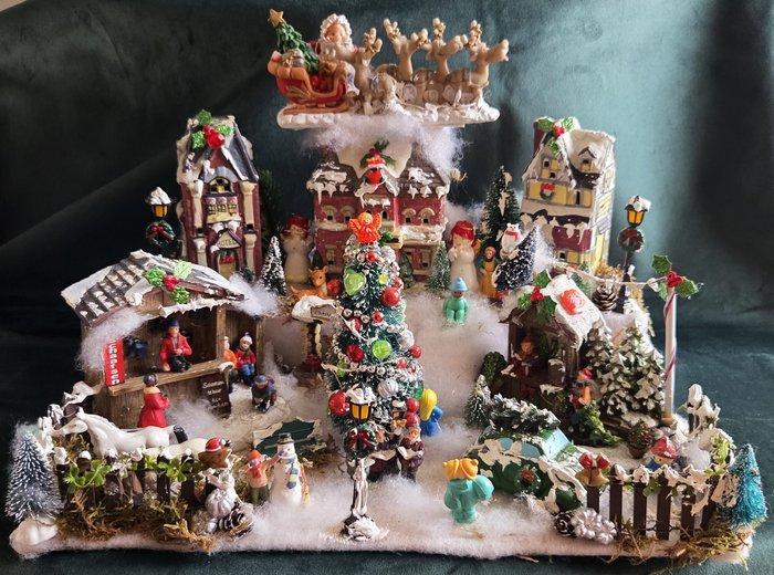 Kerstdecoratie - Compleet ingericht en verlicht kerstdorp, Diversen, Kerst