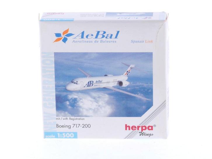 Schaal 1:500 Herpa 512756 Boeing 717-200 AeBal - Aeroline..., Hobby en Vrije tijd, Modelbouw | Vliegtuigen en Helikopters, Zo goed als nieuw