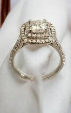 Ring - 18 karaat Witgoud, Ring met een kussendiamant -, Handtassen en Accessoires, Ringen, Nieuw