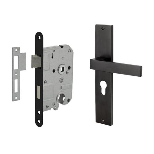 Deurbeslag set Lusso met cilindergat en cilinder dag-en n..., Doe-het-zelf en Bouw, Hang- en Sluitwerk, Klink of Kruk, Nieuw, Overige materialen