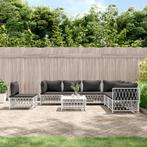 vidaXL 8-delige Loungeset met kussens staal wit, Tuin en Terras, Tuinsets en Loungesets, Verzenden, Nieuw, Loungeset