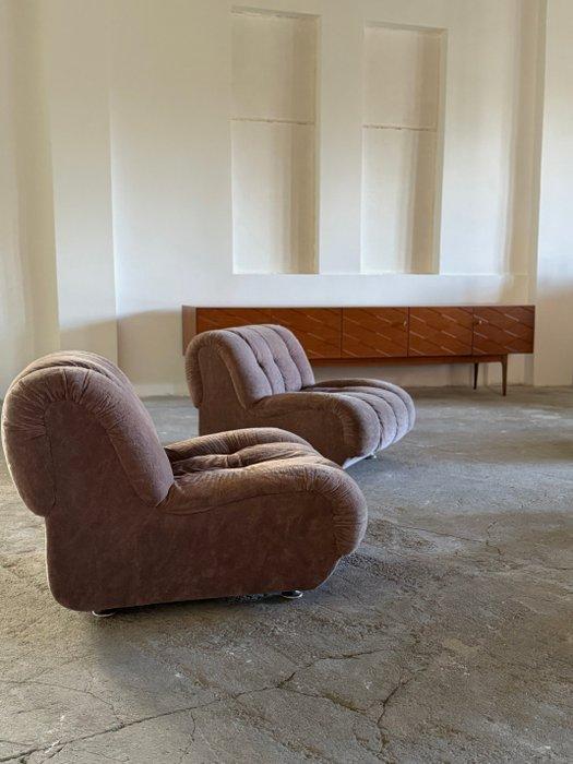 Fauteuil (2) - Fluweel, Hout - Modulaire fauteuil, Antiek en Kunst, Antiek | Meubels | Stoelen en Sofa's