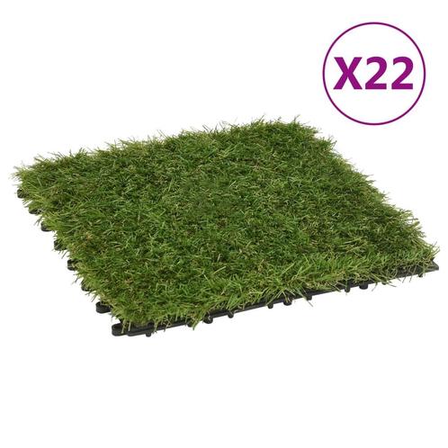 vidaXL Kunstgrastegels 22 st 30x30 cm groen, Huis en Inrichting, Woonaccessoires | Kunstplanten en Kunstbloemen, Nieuw, Verzenden