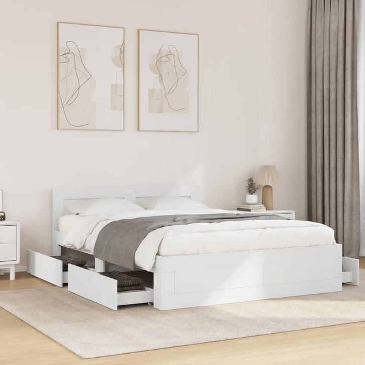 vidaXL Bedframe met hoofdeinde zonder matras 140x200 cm wit, Huis en Inrichting, Slaapkamer | Bedden, Nieuw, Verzenden
