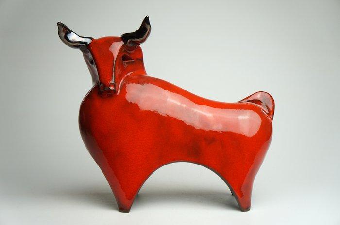 Urszula Despet - sculptuur, Large Red Bull - 21 cm -, Antiek en Kunst, Antiek | Glaswerk en Kristal