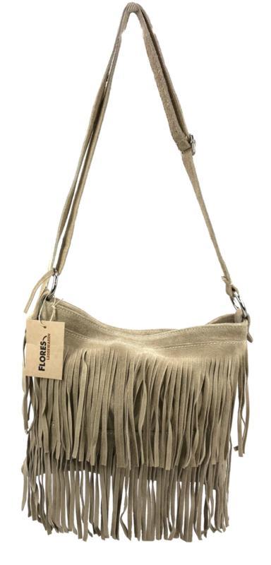 Back to the Sixties Suede Franje tas (beige), Handtassen en Accessoires, Tassen | Schoudertassen, Verzenden
