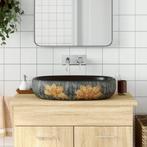 vidaXL Opzetwasbak ovaal 59x40x14 cm keramiek grijs en zwart, Doe-het-zelf en Bouw, Verzenden, Nieuw