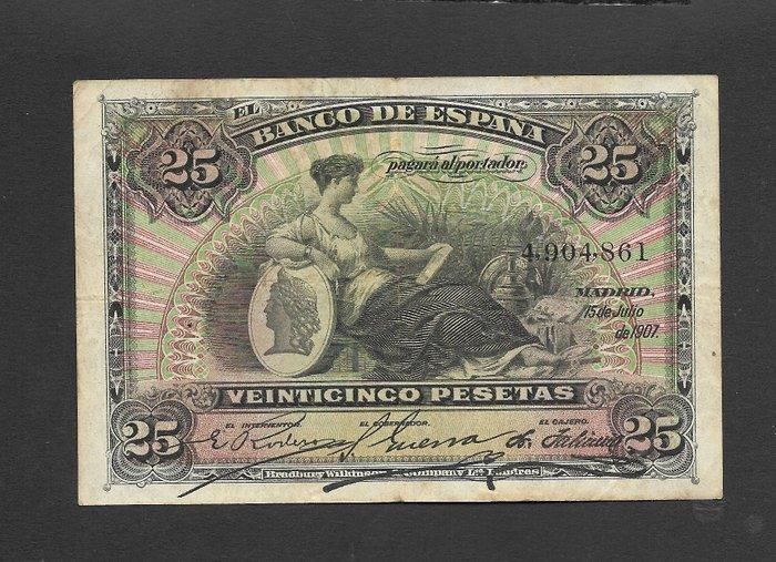 Spanje. - 3 x 25 Pesetas -1907/ 1936/1946, Postzegels en Munten, Bankbiljetten | Europa | Niet-Eurobiljetten