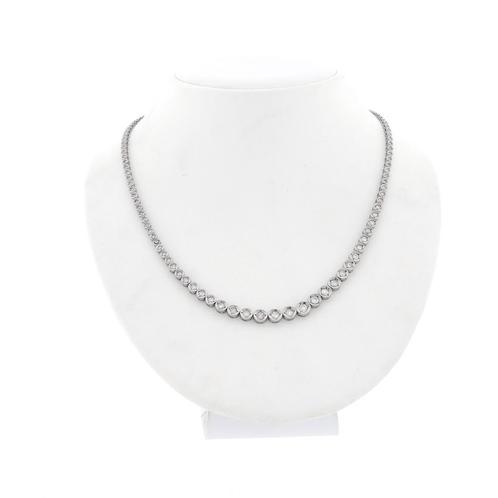 18 Krt. Witgouden tennis ketting met diamanten 3,00 ct. |..., Handtassen en Accessoires, Kettingen, Overige kleuren, Gebruikt