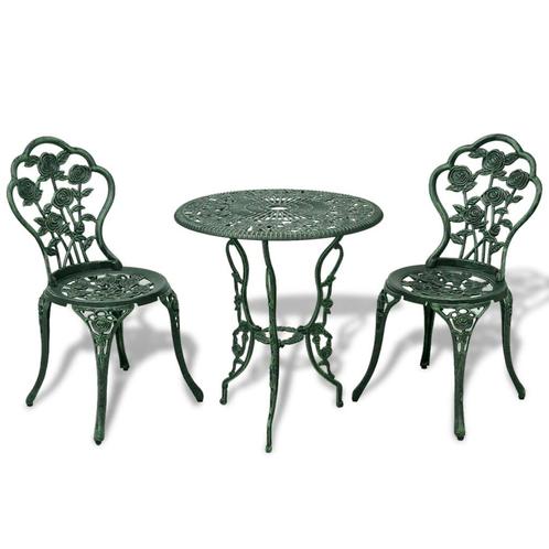 vidaXL 3-delige Bistroset gietaluminium groen, Tuin en Terras, Tuinsets en Loungesets, Nieuw, Verzenden