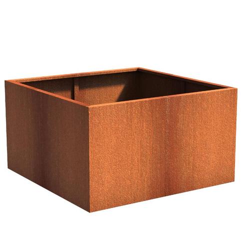 Cortenstaal plantenbak 140x140x80cm - Met bodem, Tuin en Terras, Bloembakken en Plantenbakken, 60 cm of meer, 100 cm of meer, Tuin
