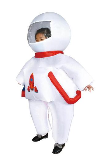 KIMU® Opblaas Kostuum Astronaut Kinderen 80-140 cm Opblaasba