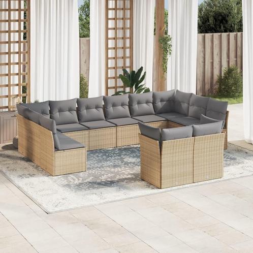 vidaXL Salon de jardin avec coussins 12 pcs beige, Jardin & Terrasse, Ensembles de jardin, Salons de jardin, Neuf, Envoi