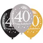 Ballonnen 40 Jaar Happy Birthday 27,5cm 6st, Verzenden