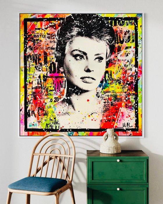 Mikko - Sophia Loren Genuine Postcard On Frame - XL (No, Antiek en Kunst, Kunst | Schilderijen | Modern