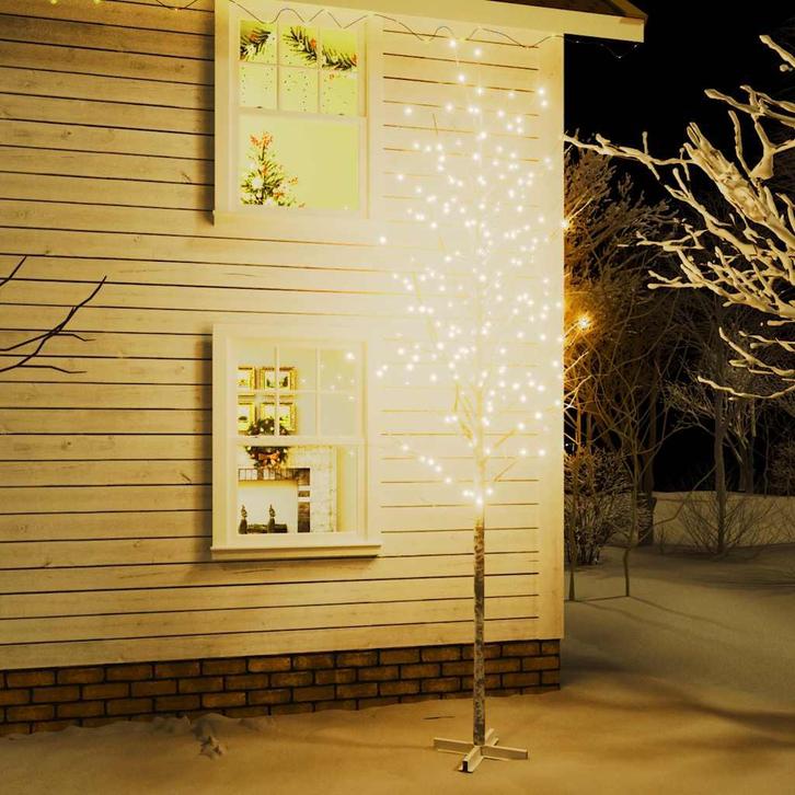 vidaXL Berkenboom LED 672 LEDs warmwit 400 cm wit, Diversen, Kerst, Nieuw, Verzenden