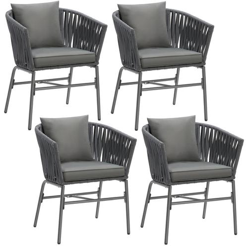 tectake Stoelset Valeiras in rope-design, dikke kussens, 60x, Tuin en Terras, Overige Tuin en Terras, Verzenden