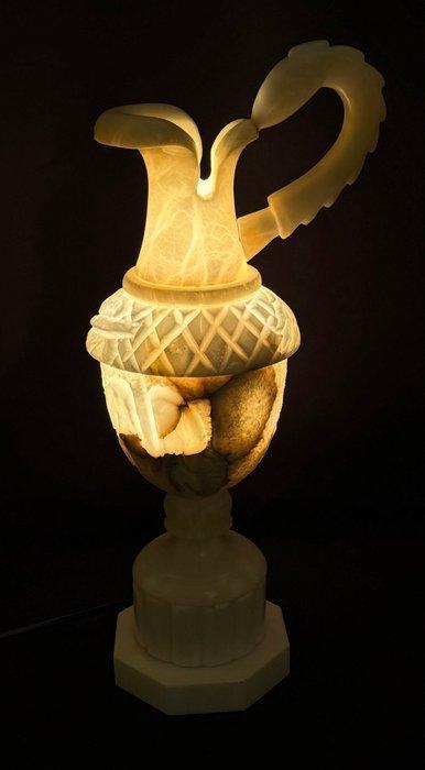 Tafellamp - Albast - Uitgebeitelde albastentafellamp in de, Antiek en Kunst, Curiosa en Brocante