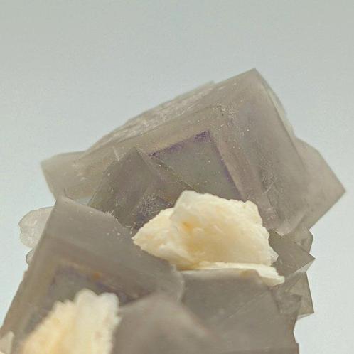 Élégante fluorite fantôme avec baryte blanche, Sicile., Verzamelen, Mineralen en Fossielen