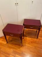 Nachtkastje - Hout, Glas - Set vintage nachtkastjes uit de