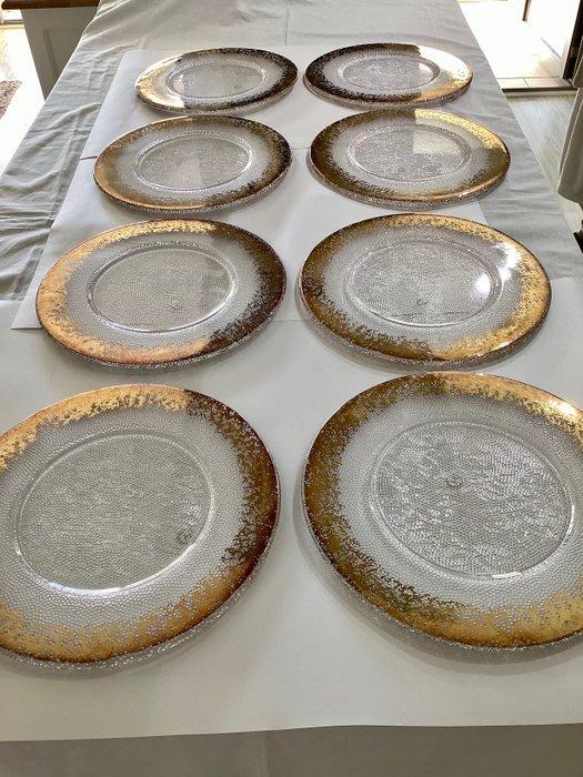 Onderbord (8) - Zeer zwaar geperst glas (1,5 kg per stuk) -, Antiek en Kunst, Antiek | Meubels | Tafels