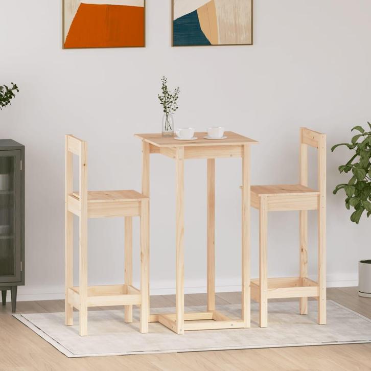 vidaXL 3-delige Barset massief grenenhout, Huis en Inrichting, Complete eetkamers, Nieuw, Verzenden