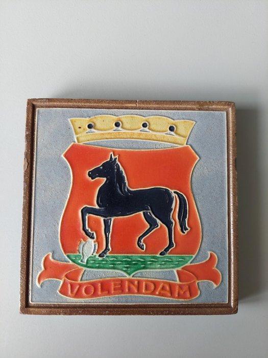 Tegel (3) - Wapentegel(3x) Volendam - Westraven - 1930-1940, Antiek en Kunst, Antiek | Glaswerk en Kristal