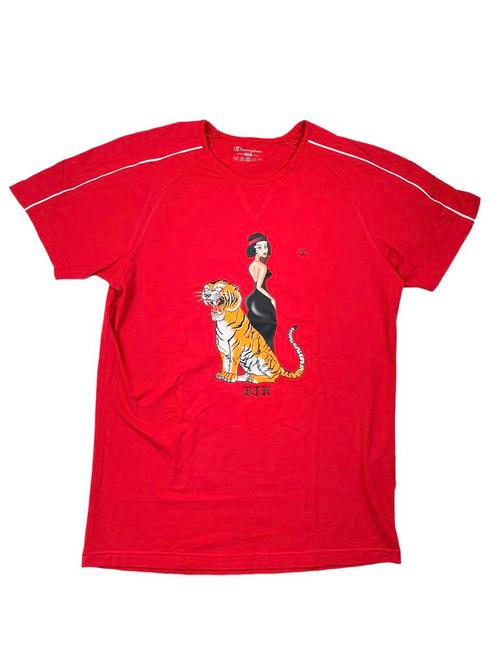 Champion T-Shirt (Tiger design, reworked) Maat L, Bijoux, Sacs & Beauté, Accessoires Autre, Enlèvement ou Envoi