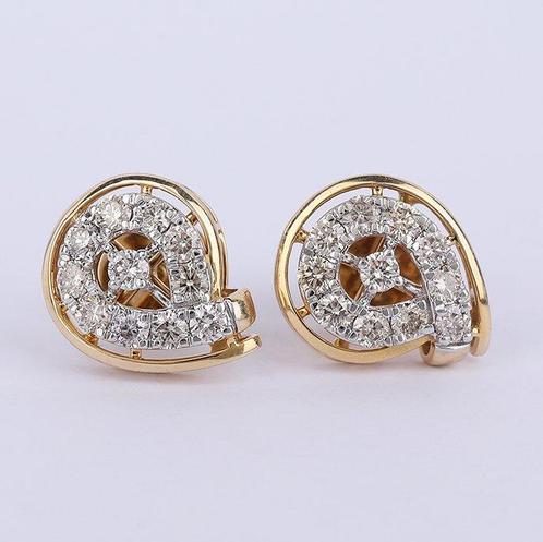 Oorstekers - 14 karaat Geel goud -  1.31ct. tw. Diamant, Handtassen en Accessoires, Antieke sieraden