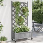 vidaXL Plantenbak met latwerk en wielen massief vurenhout, Tuin en Terras, Verzenden, Nieuw