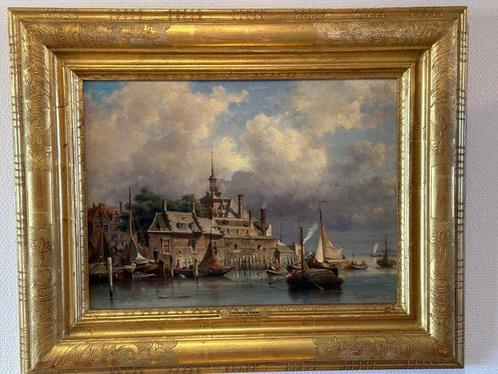 Everhardus Koster (1817-1892) - An der Mole vor Dordrecht, Antiek en Kunst, Kunst | Schilderijen | Klassiek
