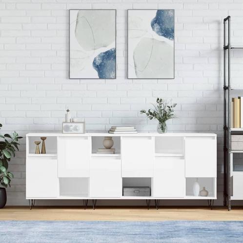 vidaXL Dressoirs 3 st bewerkt hout hoogglans wit, Huis en Inrichting, Kasten | Dressoirs, Nieuw, Verzenden
