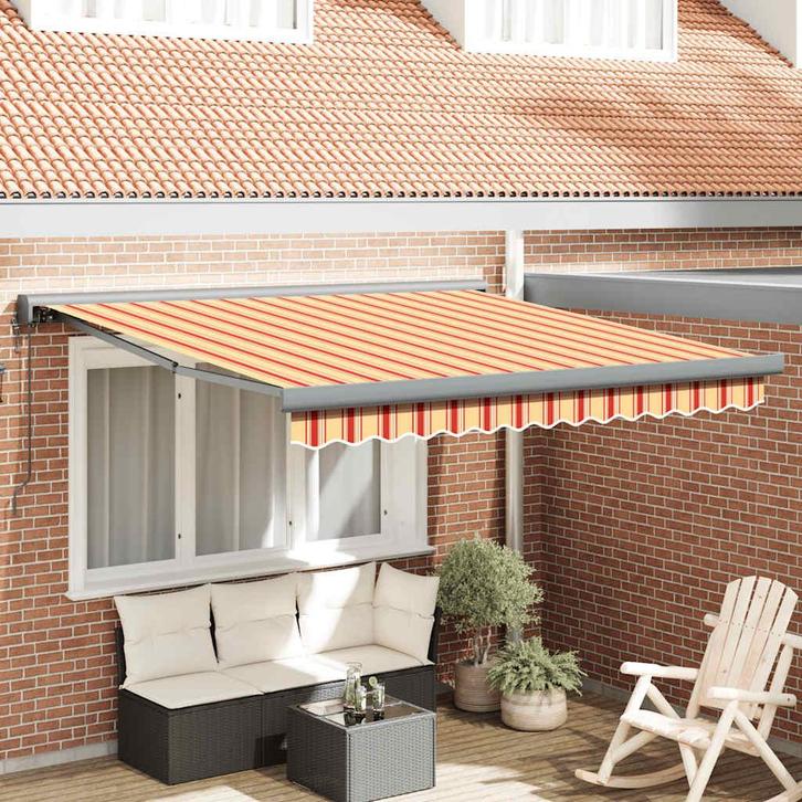 vidaXL Luifel uittrekbaar 3,5x2,5 m stof en aluminium geel, Tuin en Terras, Zonneschermen, Nieuw, Verzenden