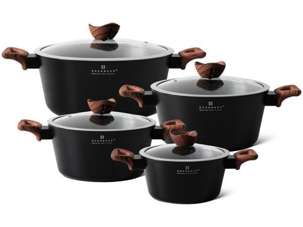 Veiling - Luxe Pannenset 8-delige van Gesmeed Aluminium - Zw, Maison & Meubles, Cuisine | Casseroles & Poêles