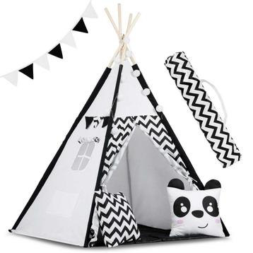 Tipi Tent Zwart/Wit met Lampjes - Retour Deal - 46% Korting! beschikbaar voor biedingen