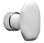 Meubelknop Octo ovaal porselein 36mm wit/glans nikkel, Nieuw