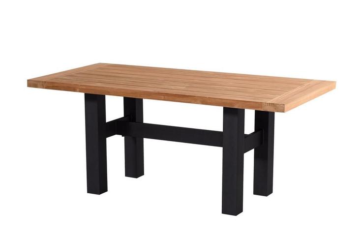Hartman Yasmani tuintafel zwart met teak blad 180 x 95 cm, Tuin en Terras, Tuinsets en Loungesets