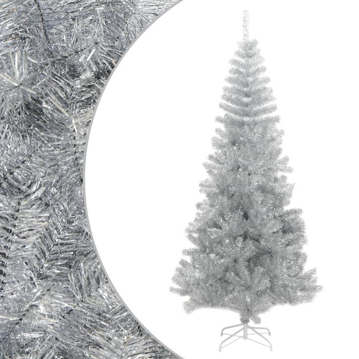 vidaXL Kunstkerstboom met standaard 180 cm PET zilverkleurig, Diversen, Kerst, Nieuw, Verzenden
