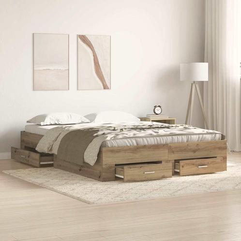 vidaXL Bedombouw met lades artisanaal eikenkleurig 140 x 190, Huis en Inrichting, Slaapkamer | Bedden, Nieuw, Verzenden