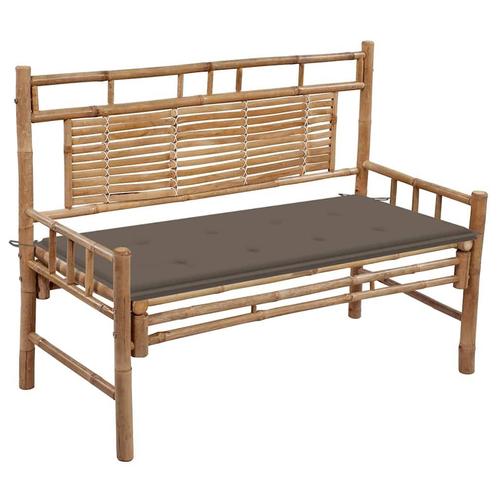 vidaXL Tuinbank met kussen 120 cm bamboe, Tuin en Terras, Tuinsets en Loungesets, Nieuw, Verzenden