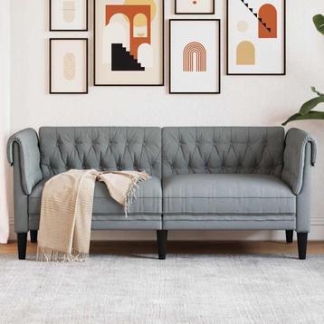 vidaXL Tweezitsbank Chesterfield-stijl stof lichtgrijs, Huis en Inrichting, Verzenden, Nieuw