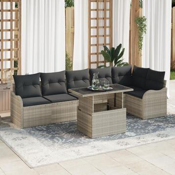vidaXL 7-delige Tuin Sofa Set met Kussens in Lichtgrijs van, Verzenden