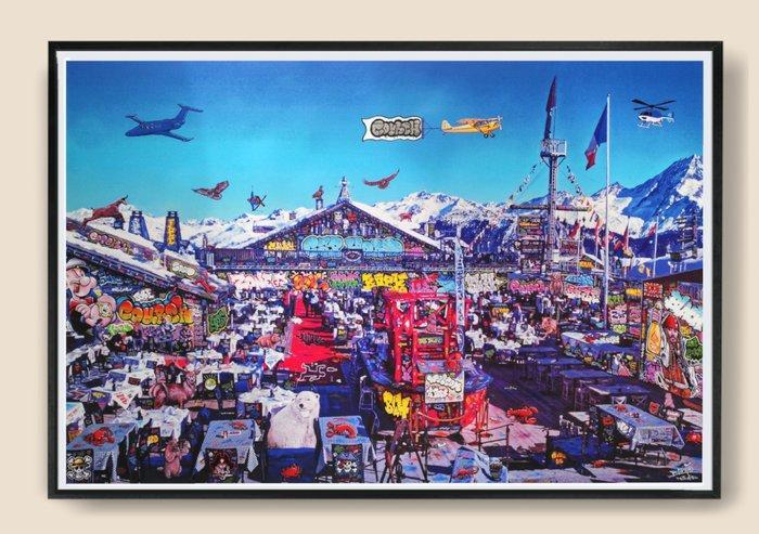 BLACH - La Fête à Courchevel (custom possible on flag), Antiek en Kunst, Kunst | Designobjecten