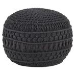 vidaXL Poef macramé handgemaakt 45x30 cm katoen antraciet, Huis en Inrichting, Zetels | Voetbanken en poefs, Verzenden, Nieuw