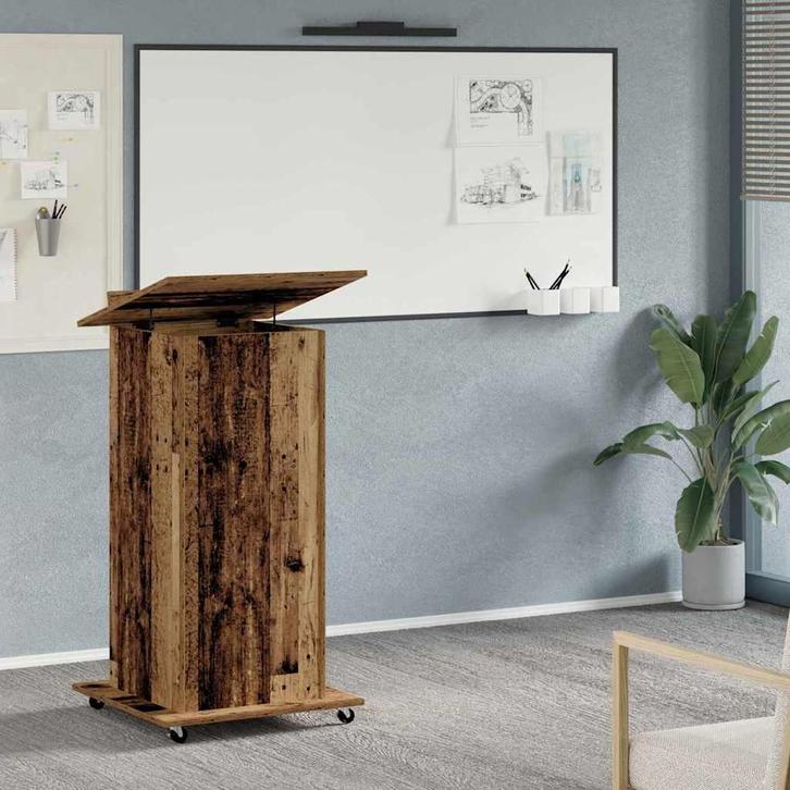 vidaXL Podium met lade met plank Oudhout 55 x 55 x 107 cm, Maison & Meubles, Bureaux, Envoi
